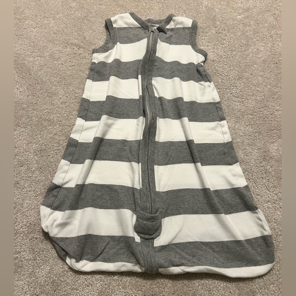 Burt's Bees Baby Gray and White Striped Sleep Sack